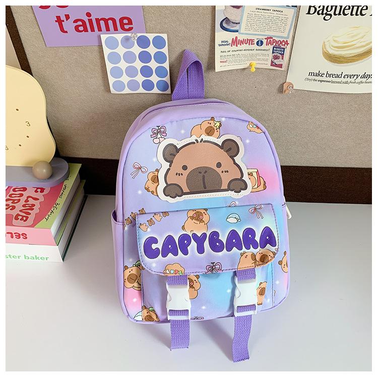 Mengqu Kapibara Boys And Girls Backpack Cute Printed Large Capacity Elementary School Bag Children'S Backpack