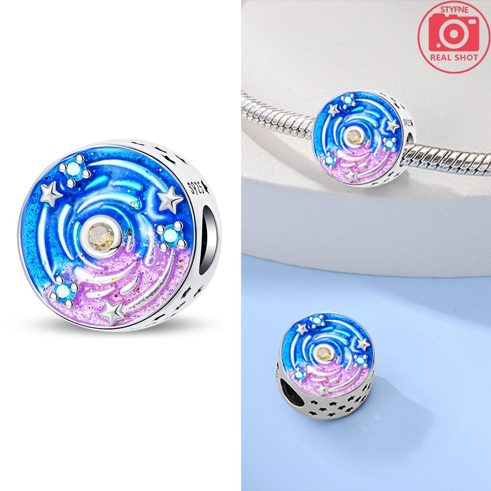 Original Blue Star Spaceship Heart Charms 925 Silver Beads for Women DIY Bracelet Necklace Jewelry Gift