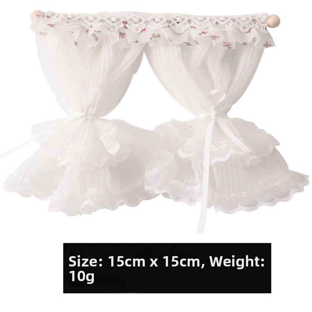 1/12 Dollhouse Sweet Floral Curtains Model Lace Mesh Dolls House Living Scene Decor