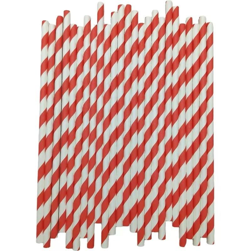 Festive Red Paper Drinking Straws Biodegradable For Party Decor And Desserts