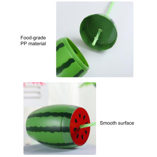 Watermelon Cup with Lid And Straw Reusable Plastic Watermelon Drinking Cups Fun Fruit Drinkware for Parties Picnics And Summer Events