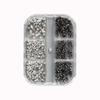 6 Grids Multi-Size Nail Art Studs Black And Silver Tone Cone Spike Nail Jewels  Punk Style Nail Art