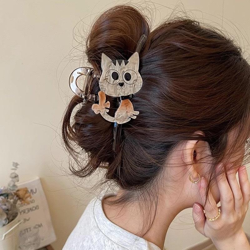 Cute Kitty Claw Clip for Women, 2025 New Model, High-End Shark Clip Hair Clip Back of Head Hair Accessory.