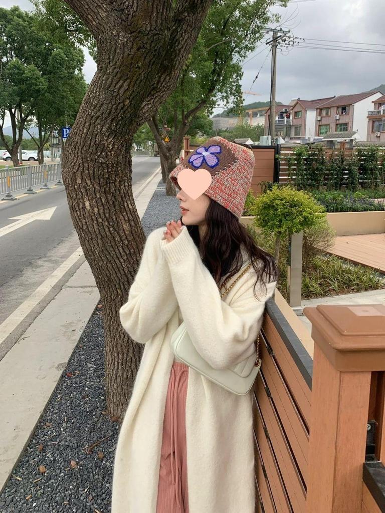 Women's Gray Oversized Knit Sweater Coat: Mid-Length, Over-the-Knee, Autumn/Winter, Thickened Lazy Style.