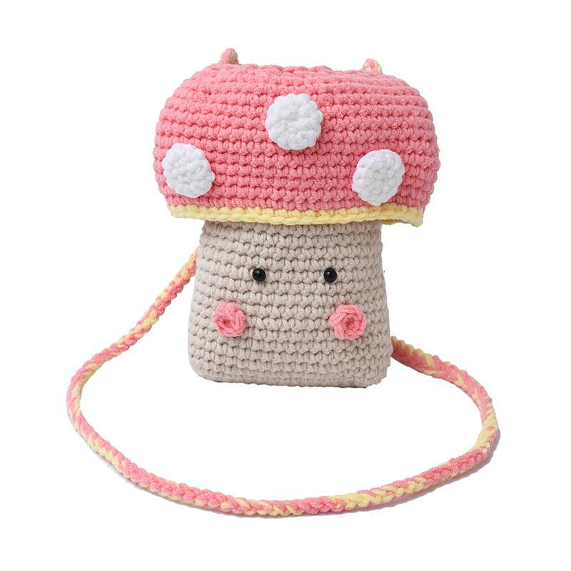 Knit Mushroom Handbag For Women With Soft Wool Material And Stylish Woven Design