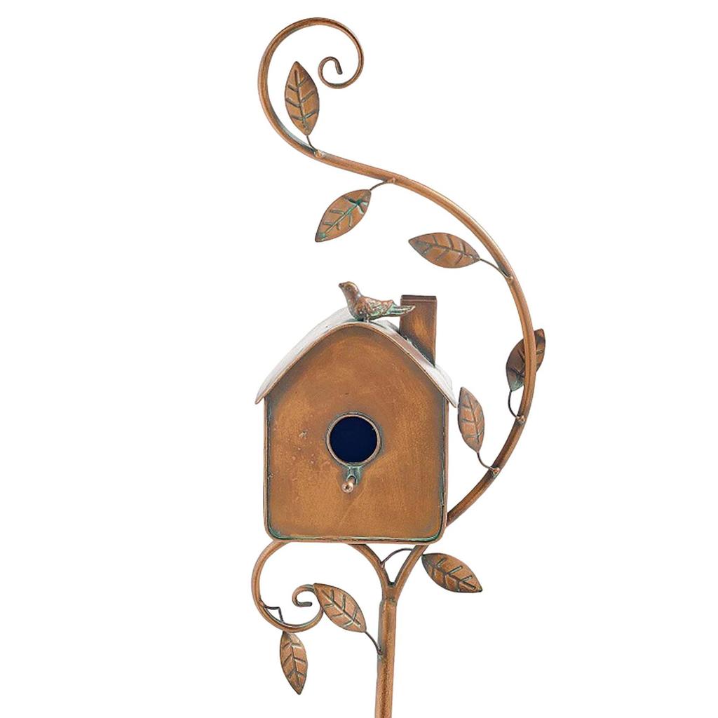 Birdhouse Garden Stakes Metal Bird House With Pole Courtyard Bird Feeders Yard Ornaments Art Crafts Outdoor Garden Decoration