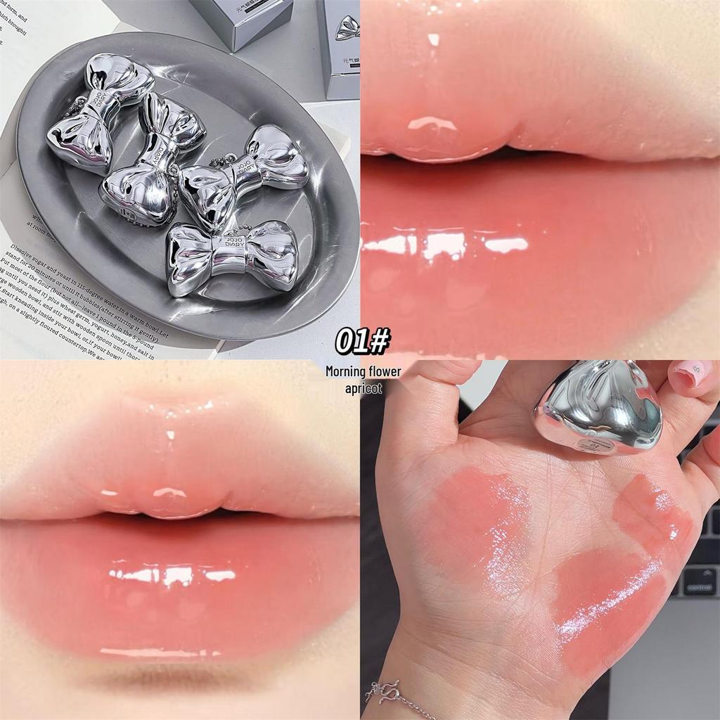 JOJO DIARY Energetic Mirror Lip Glaze: Brightens Yellow Skin, Natural Look, Watery Glass Finish, Student Lipstick.