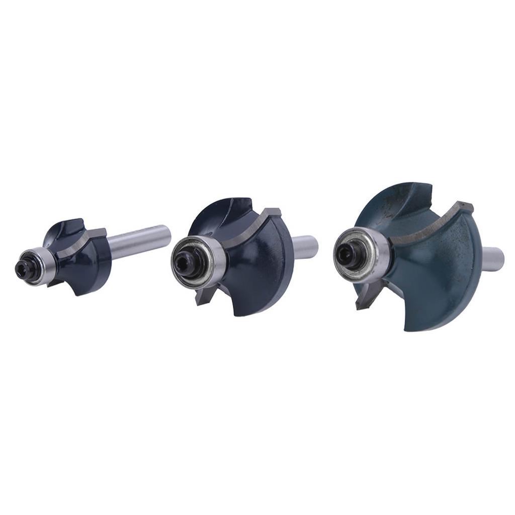 3pcs Corner Round Over Router Bit 14 Inch Shank with Bearing Woodworking Milling Cutter