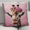 2D Flat- Royal Crown Giraffen Pink Throw Pillow Cover Luxury Animal Decorative Pillowcase For Home Sofa Bedroom