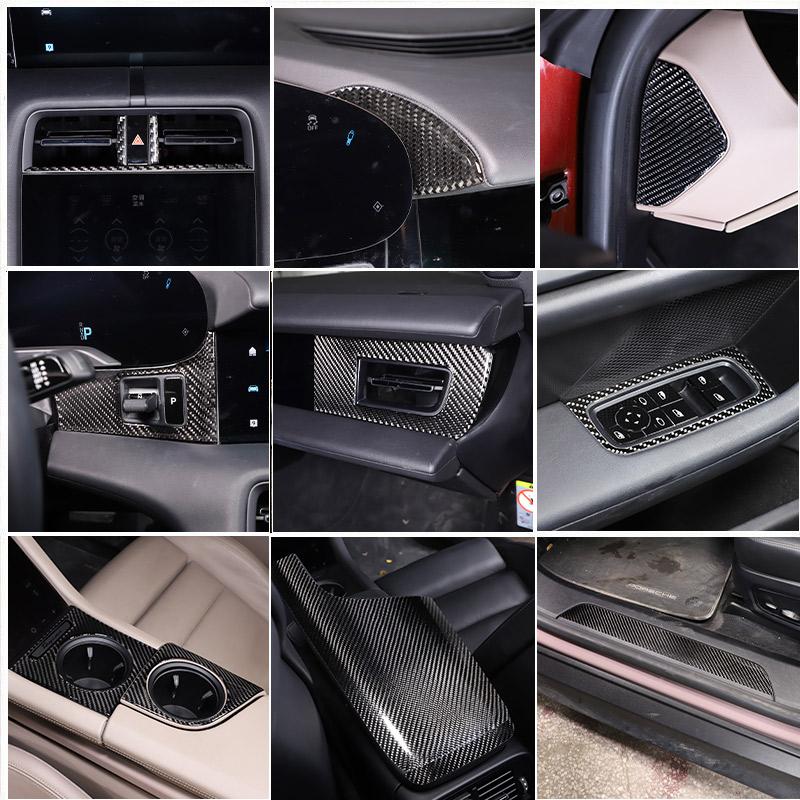 Soft Carbon Fiber for Porsche Taycan 2019-2025 Car Interior Dashboard Center Console Door Decoration Stickers Car Accessories