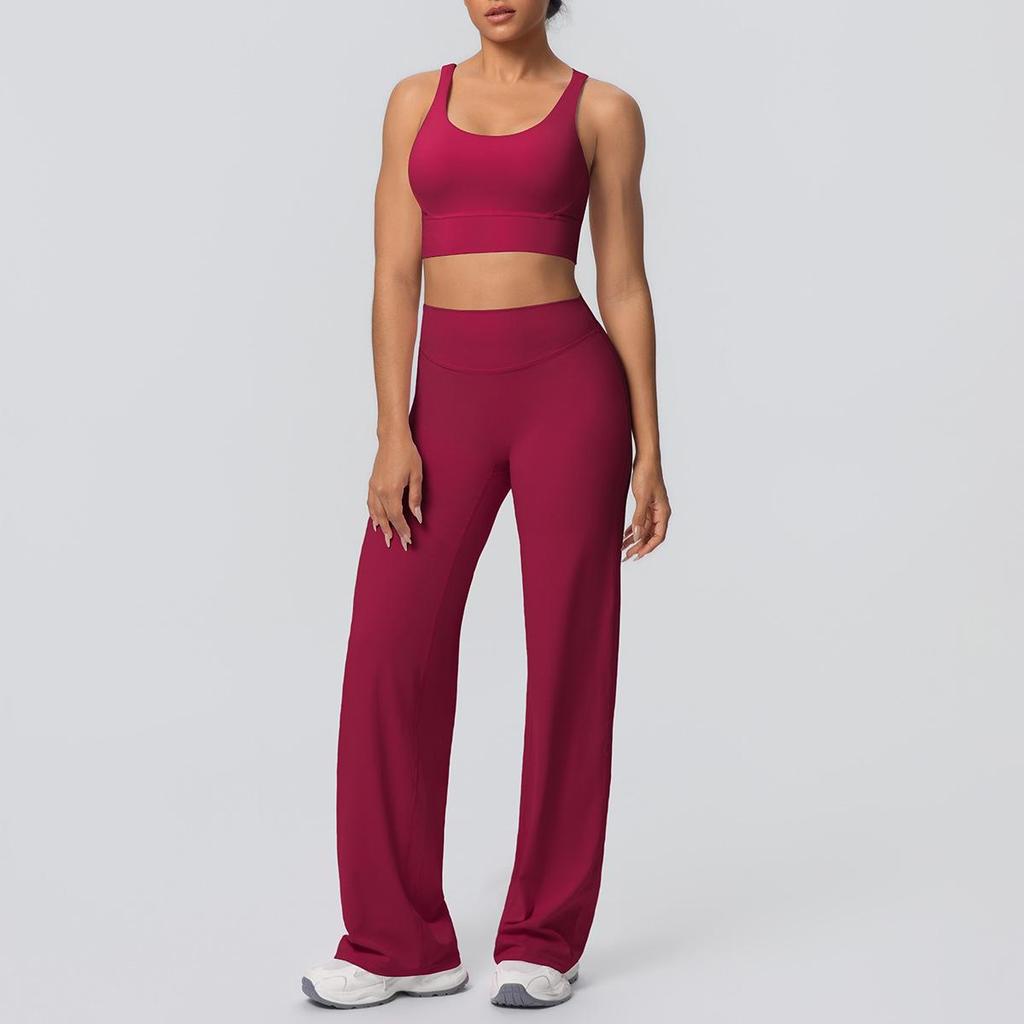 Sexy Sport-BH mit Kreuzrücken & High-Waist Yoga-Hosen Set - Schnelltrocknende Fitnessbekleidung