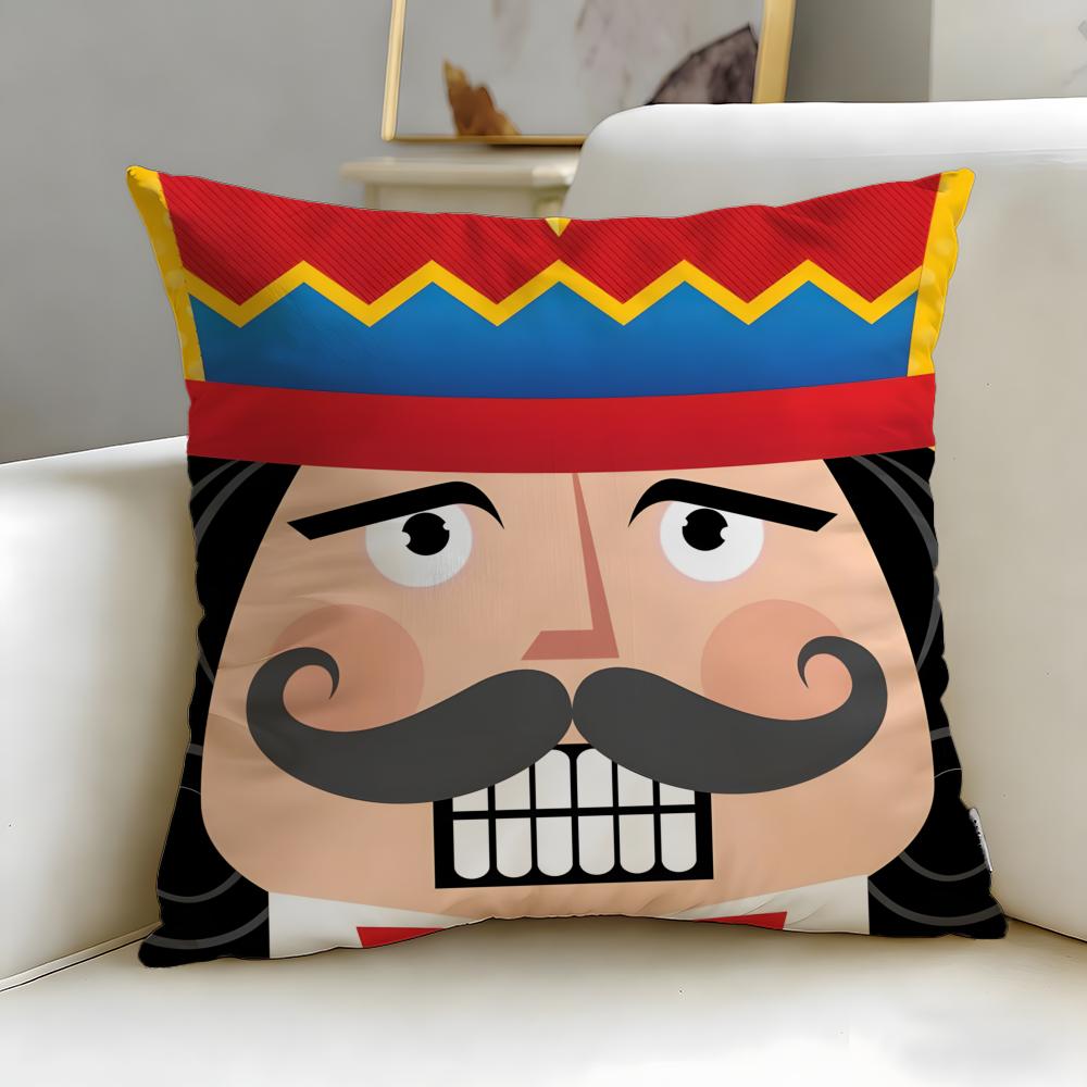 classic doll Nutcracker Doll Cushion Cover Soft  EasyWash Pillow Case  Versatile for Couch Bed Travel and Office