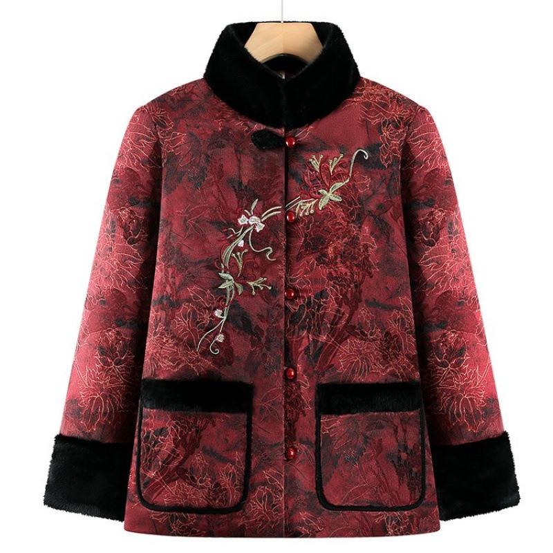 Winter velvet thickened padded jacket for the elderly and women