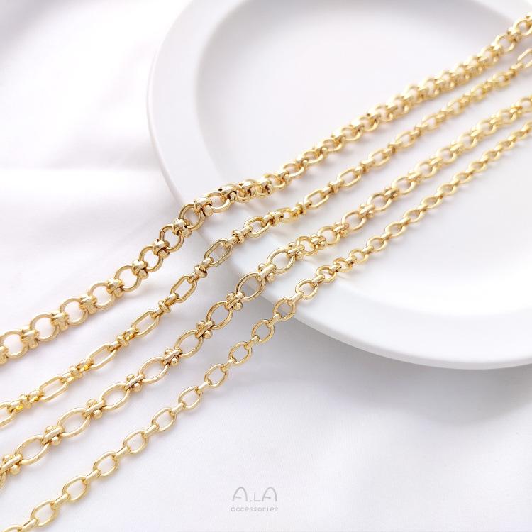 14K Gold-Filled Color-Preserving Oval Egg-Shaped Chain for DIY Jewelry