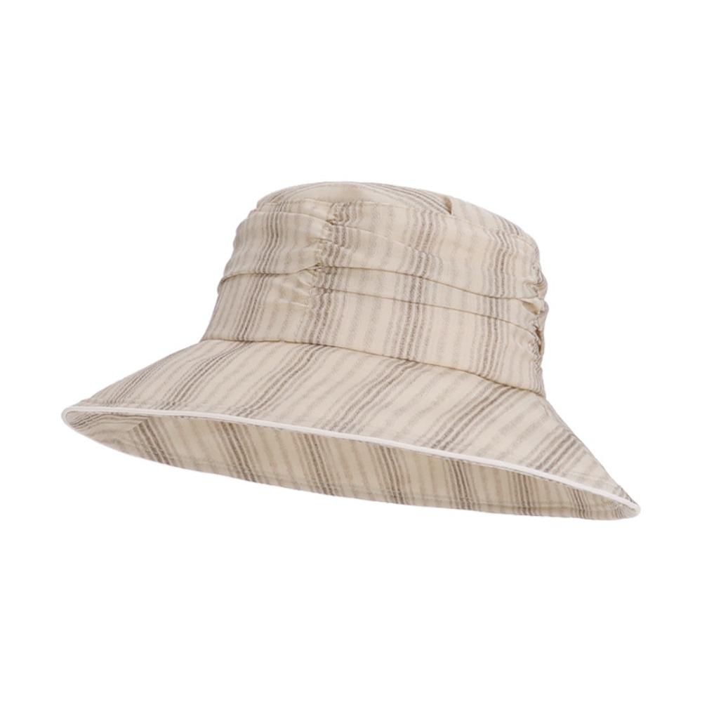

Fashion Pleated Bucket Hat Breathable Striped Sun Protection Hat Foldable Wide Brim Hat Summer