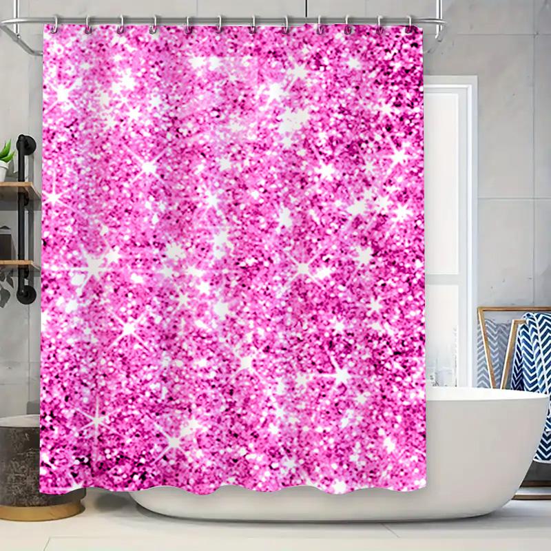 Helenal Pink Glitter Glam: Sparkling Shower Curtain For A Shiny And Vibrant Bathroom Dcor