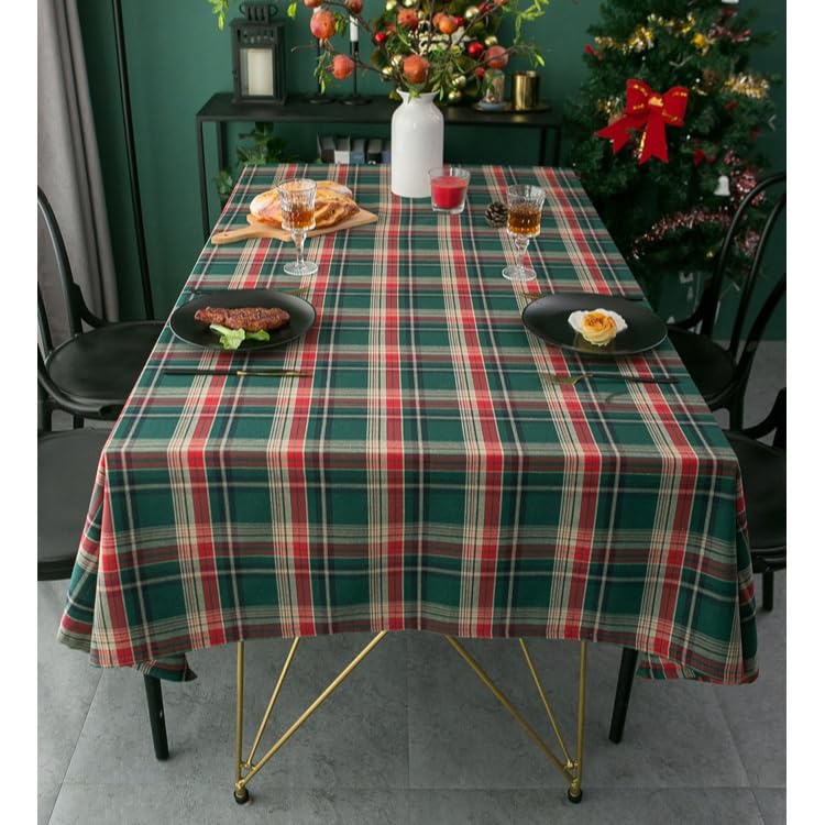 Weihnachts-Tischdecke, Mehrzweck-Rot karierte Tischabdeckung, Rechteckige Weihnachts-Karomuster-Tischdecke, Waschbar, Fleckenbeständig, Hitzebeständig, Dura