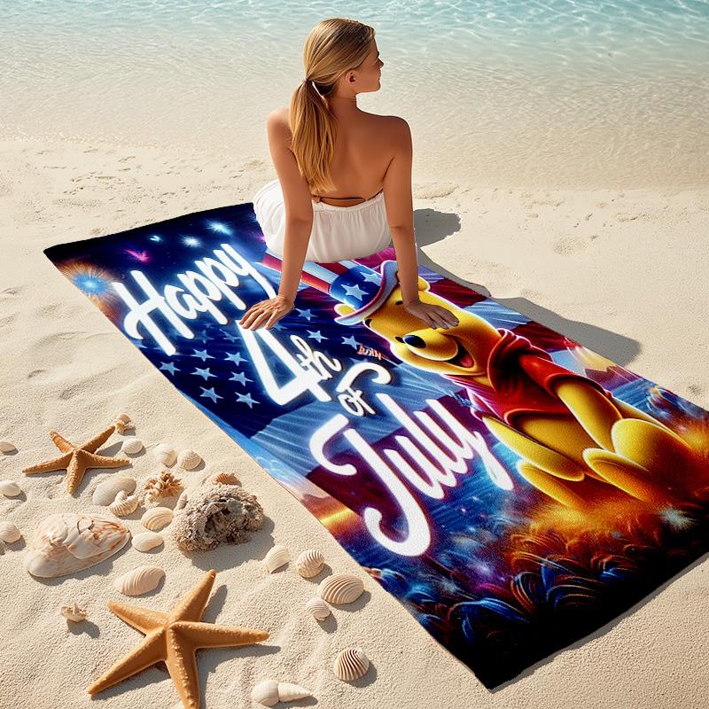 1pc Patriotic Winnie Pooh Celebration Cartoon Quick Dry Microfiber Bath Towel for Swimming Surfing Camping Unisex Holiday. SJT720181