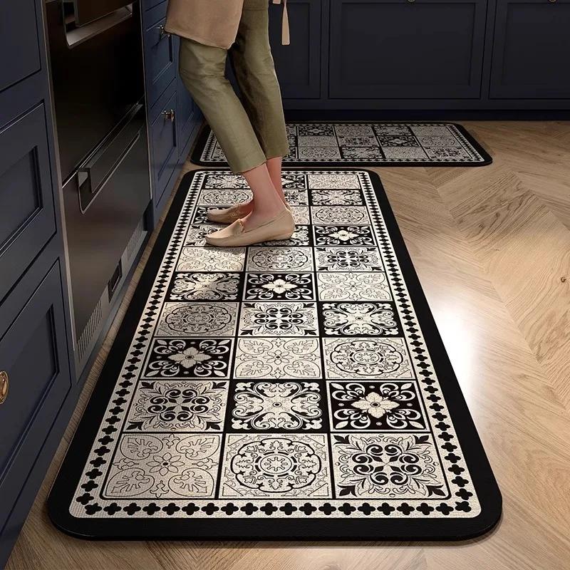 Kitchen Carpet PVC Leather Waterproof Oil-proof Anti-slip Floor Mat Non-slip Area Long Rug Home Decoration Alfombras De Cocina