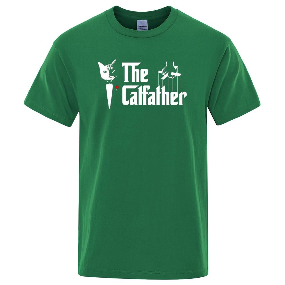 The Catfather Cat Printing Men's Tees Shirts Crewneck Brand Clothes Casual Oversized T Shirt Male Short Sleeve Fashion T-shirt