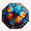 1pc Stained Glass Butterfly Design Automatic Opening Folding Umbrella with 8-Bone Iron Frame - Portable Outdoor for Fans, Travelers, Everyday Use, Fes