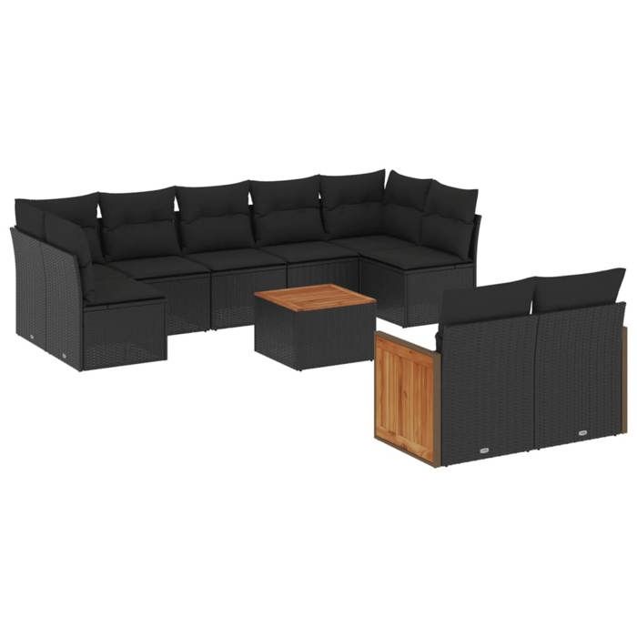 VidaXL Garden Lounge Set with Cushions 10 Pcs, Patio Sofas, Furniture Set, Outdoor Terrace Furniture, Black 3260375
