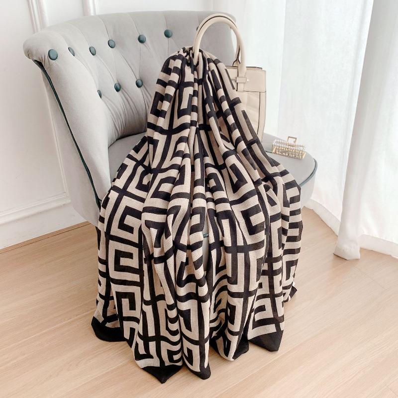 Silk scarf women's spring and autumn style foreign style fashion winter linen yarn oversized shawl dual-purpose versatile thin cotton and linen scarf