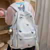School bag with fresh stripes and backpack for women, 1011 new trendy minimalist casual lightweight large capacity student school bag
