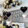 30/54pcs Black and White Balloons, Silver Banner Balloons Suitable for Birthday Decoration and Holiday Decoration