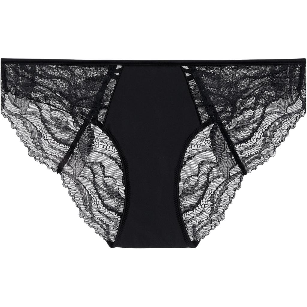 Calvin Klein Lace Triangle Mid-Rise Comfortable Solid Color Underwear Women Underwear Black QF7919AD-UB1