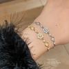 Adjustable Floral Zircon Crystal Bracelet Women Gold Tone Delicate Handcrafted Jewelry Accessory