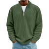 New Pullover Men's Casual Top Stand-up Collar Zipper Long-sleeved Men's Polo Shirt Solid Color Sports Sweater