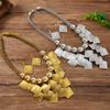2 PCS European American Fashion Geometric Square Metal Necklace Earring Set Vintage Statement Choker Accessories