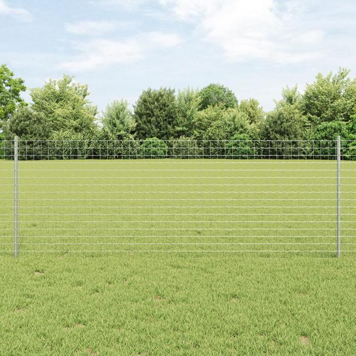 VidaXL Clôture Euro avec 11 poteaux en U Argent 0,8x25 m Acier 3336186