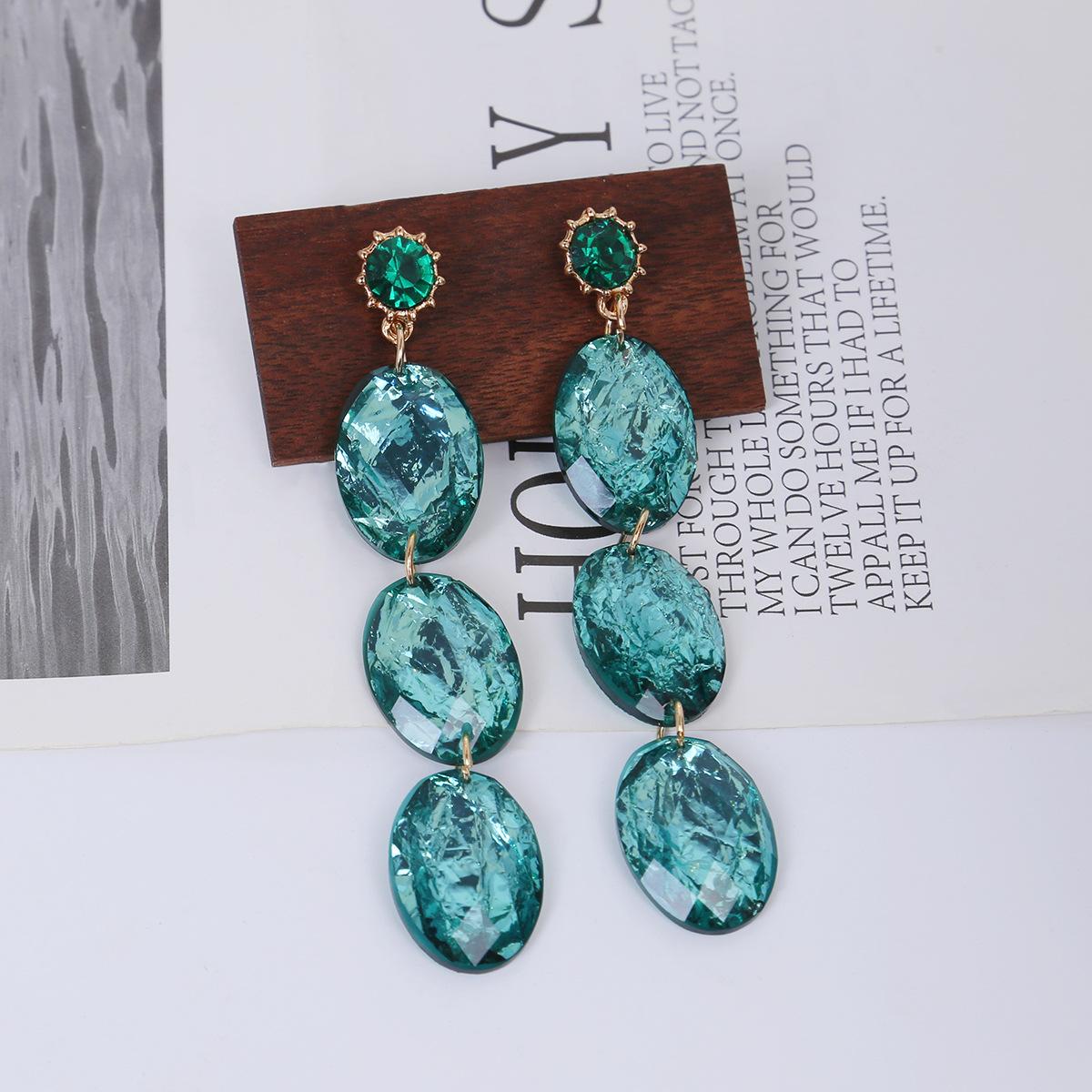 

Винтажные и элегантные эллиптические серьги с блестящими кисточками, украшенные стразами для женщин синий