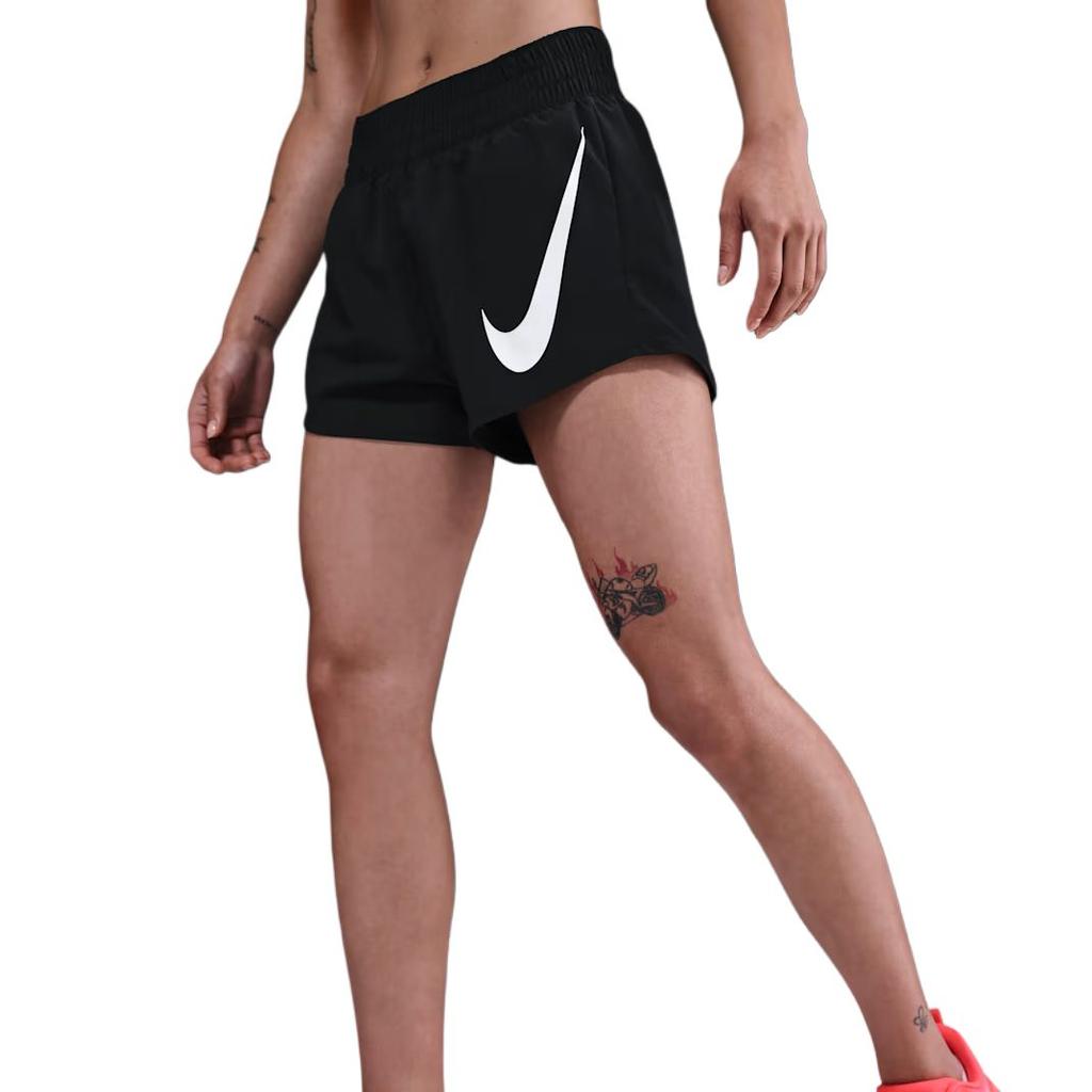 Nike Logo Loose Fit Elastic Waist Three-Quarter Casual Shorts Women Shorts Black HV2617-010