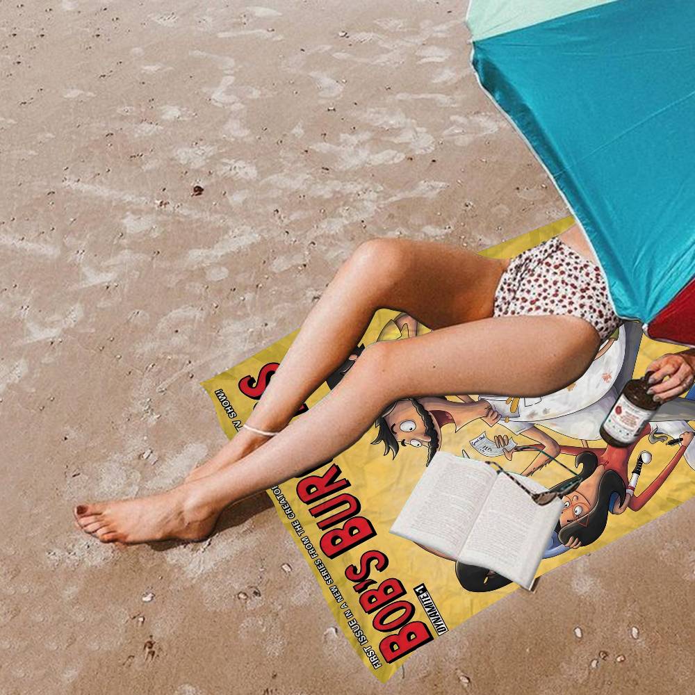 Cartoon B-Bobs B-Burgers Bath Towel Microfiber Soft Water Absorbing Breathable For Girl Kids Decorative Cartoon Beach Towel