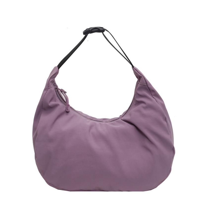 Lightweight and Simple Solid Color Dumpling Bag Women's Casual Versatile Hand Carry Shoulder Bag Japan and Korea Commuter Messenger Small Cloth Bag