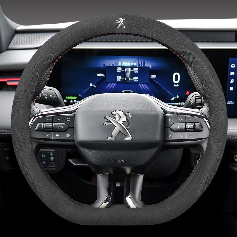 38cm D Car Steering Wheel Cover For Peugeot GT-Line 206 207 208 301 307 308 406 407 408 508 607 2008 3008 4008 5008 RCZ Rifter