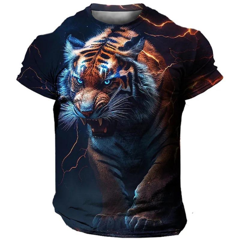 New Tiger Print T Shirt For Men 3D Printed Short Sleeve Tops Tees Trend Personality Streetwear Graphic T-shirt Quality Tshirt
