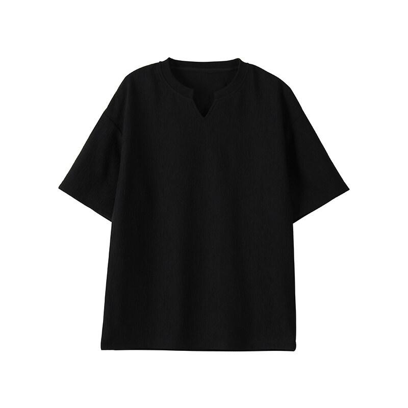 Mens V-Neck Loose Fit Tshirt Summer Fashion Comfort Breathable Casual Streetwear Trendy Tee Lightweight Premium Fabric Crew Neck