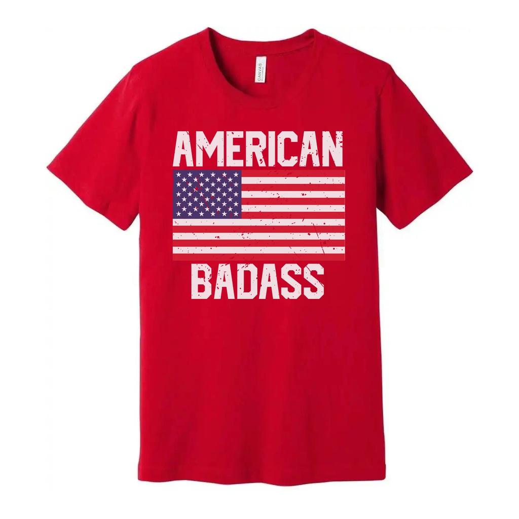 American Flag Graphic Unisex T Shirt With Bold American Badass Text Design Every