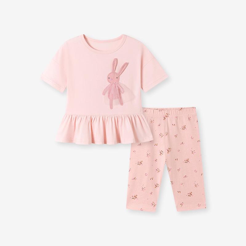 

Little Maven Летний набор с кроликом для девочки, с коротким рукавом - Милая детская одежда в европейском и американском стиле 6Y (130 cm)