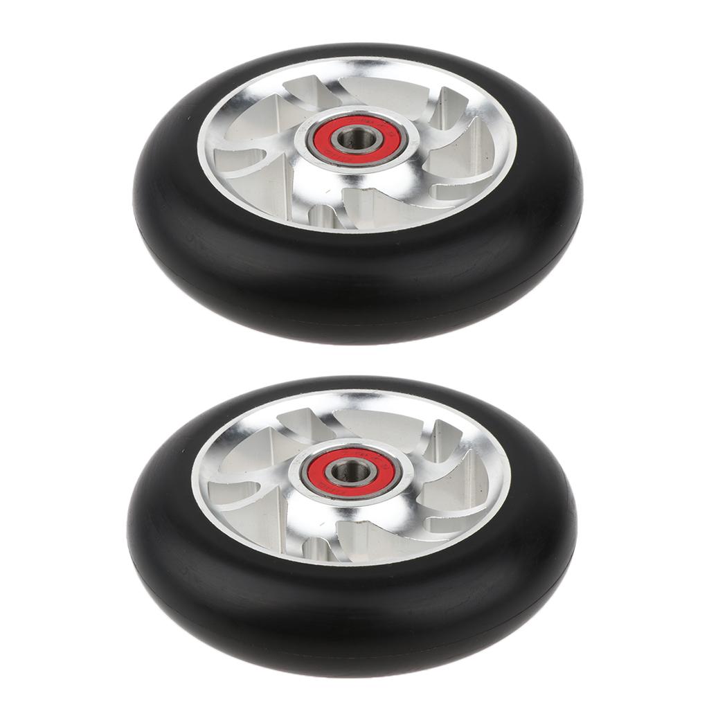 1 Paar Ersatz 100mm Stunt Scooter Räder Mit Lager & Buchsen Silber 1 Paar Ersatz 100mm Stunt Scooter Räder Mit Lager & Buchsen Silber
