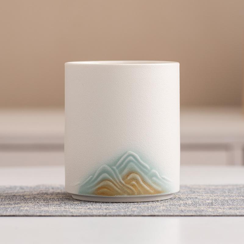 Yuanshan čajová miska Guochao keramická retro mistrovská miska lehký luxus ručně malovaný šálek na čaj čajová souprava jeden šálek high-end držák na pera