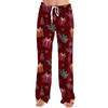 Ladies' Loose And Casual Christmas Printed Wide Leg Pants With Elastic Waistband Drawstring And Pocket Pants