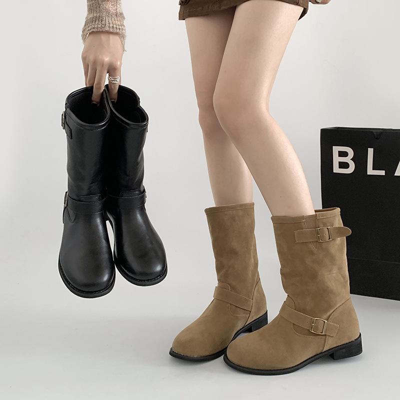 Fashion retro American versatile thick heel thick-soled Martin boots women's 2025 new summer heightening explosion thin short boots