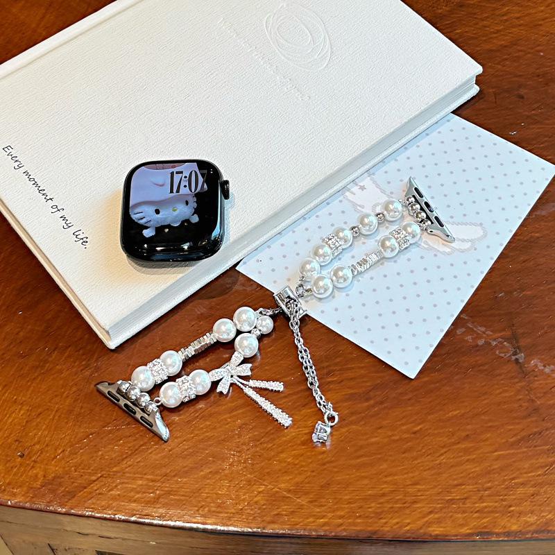 Pearl Bow Watch Band for Apple S11, SE, iWatch 109876, Huawei GT6, Xiaomi 9Pro