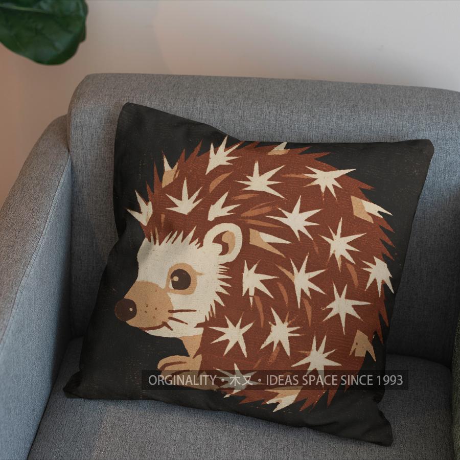 2D Cute Hedgehog Pattern Pillow Cover For Home Pattern Cushion Cover Suitable For Sofa Bedroom Car Pillow Cover