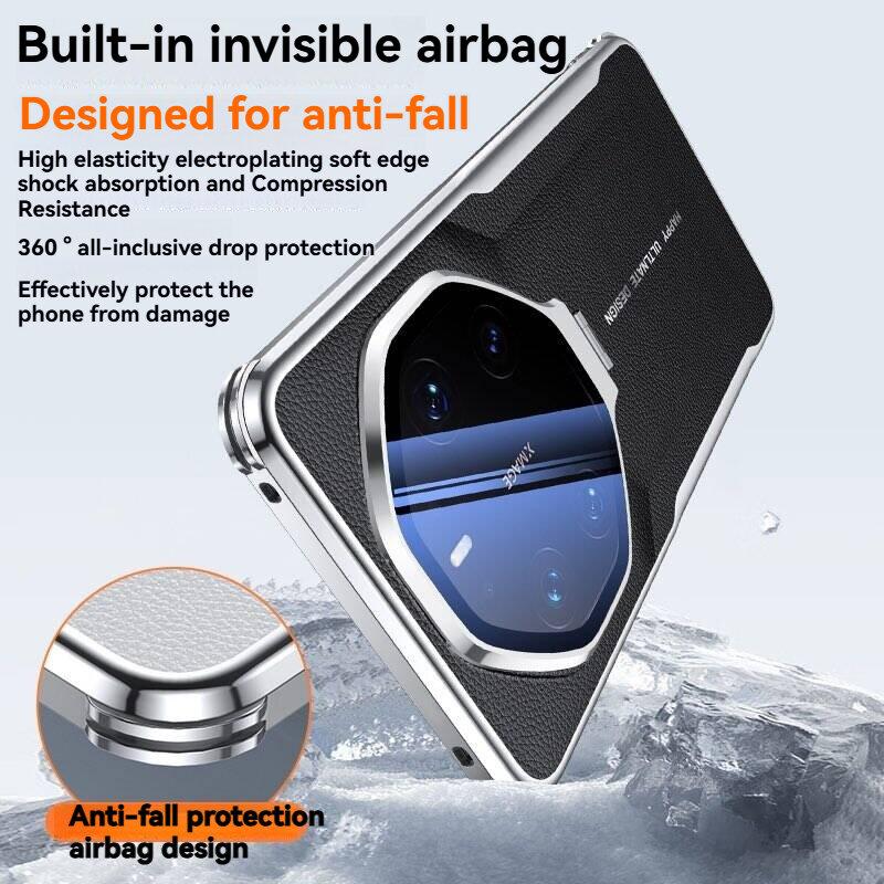 Case for Huawei P80 P70 Ultra Mate 80 70 60 Pro+ RS Honor Magic 8 7 Pro with Lens Invisible Bracket Holder & Leather Back Cover Phone Bumpers